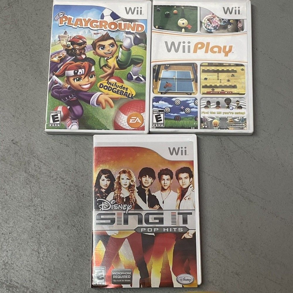 Nintendo Wii Game Lot Of 3 Games CIB. Playground, Wii Play, Disney Sing It